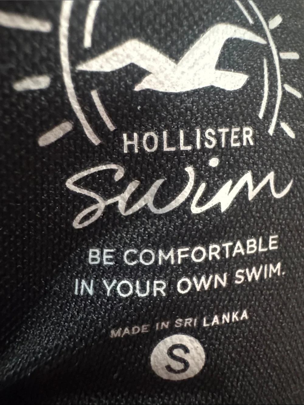 Hollister Black Ribbed Bandeau Bikini Bralette with Straps Size Small Resortwear